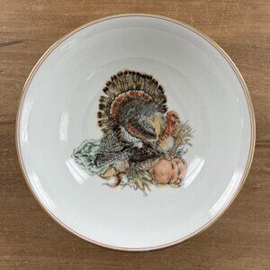 Fitz and Floyd HARVEST Japan Turkey Round Vegetable 9" Serving Bowl Vintage